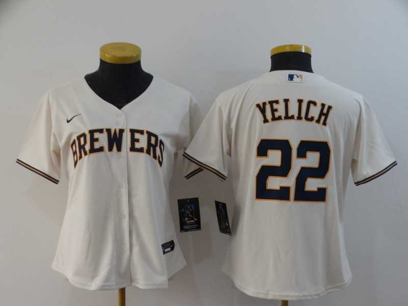 Women Brewers 22 Christian Yelich Cream Nike 2020 Cool Base Jersey,We sell and wholesale Women Brewers 22 Christian Yelich Cream Nike 2020 Cool Base Jersey on line form chian!